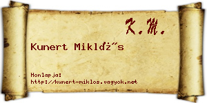 Kunert Miklós névjegykártya